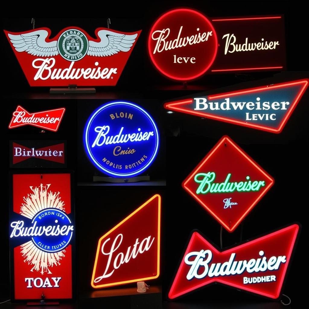 Various Led Budweiser Signs on Display