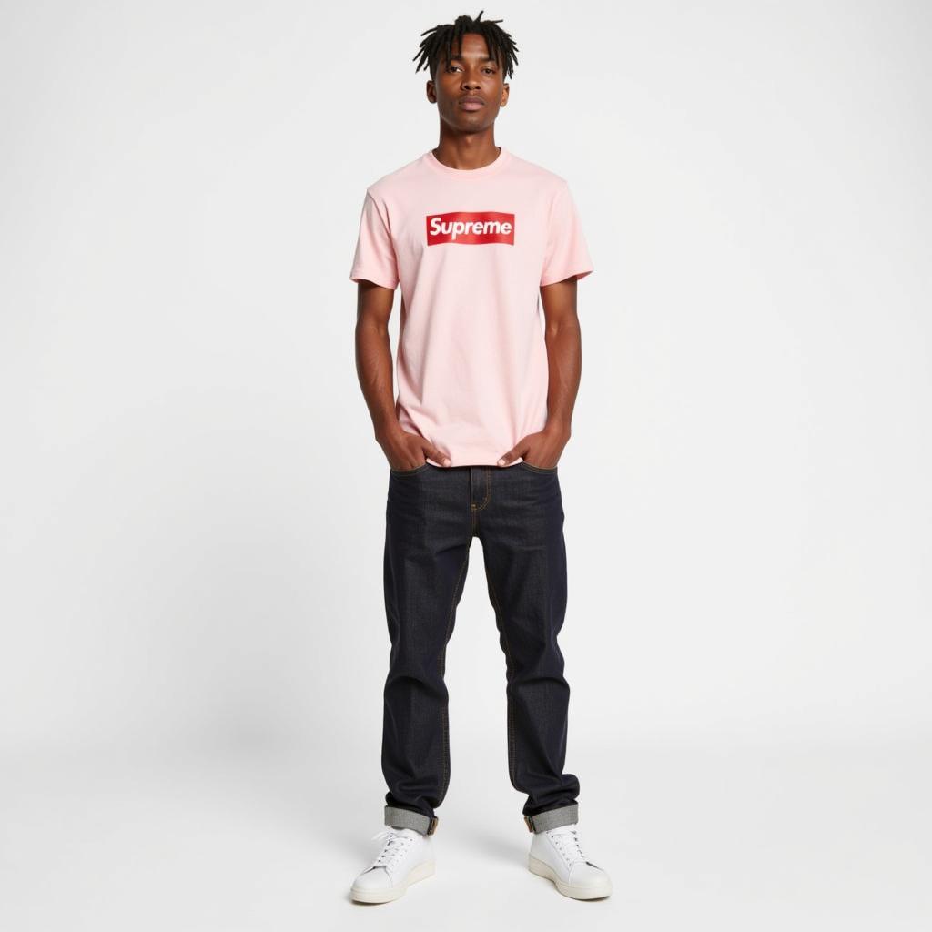 Light Pink Supreme Shirt Casual Look