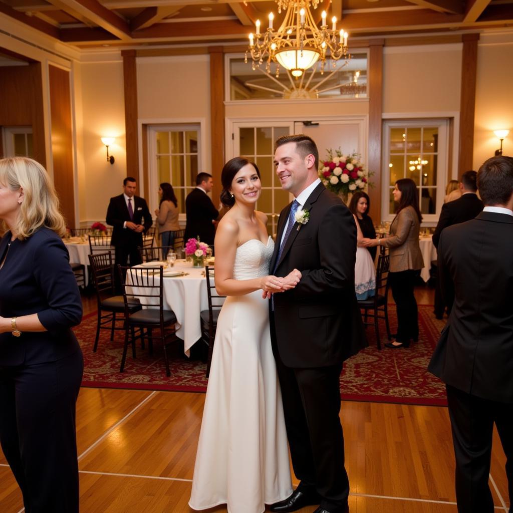 Lone Star Pavilion Wedding Celebration: A beautifully decorated space with elegant lighting and floral arrangements creates a romantic and unforgettable setting for a wedding reception.