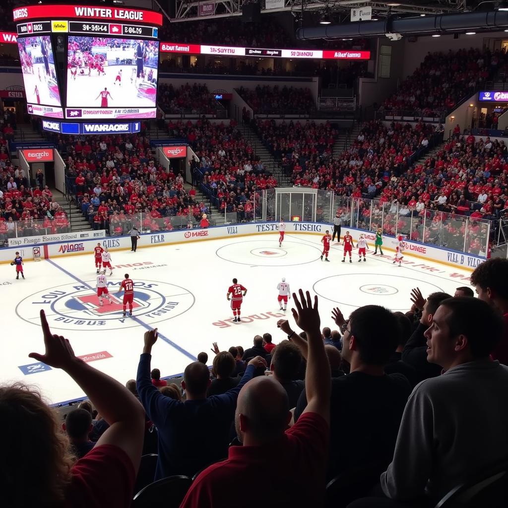 Excited fans cheering during a Lou Ramos Winter League game.