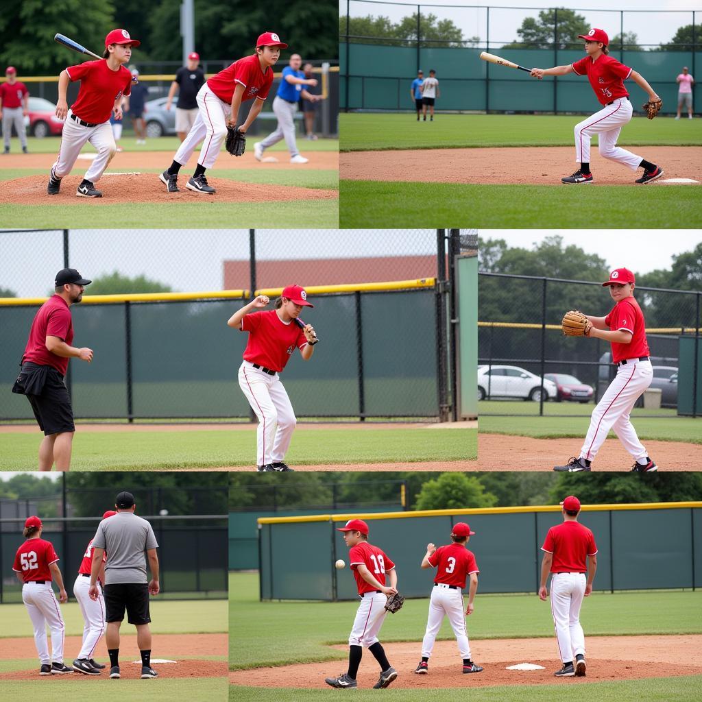 Young players practicing at a Louisville baseball camp