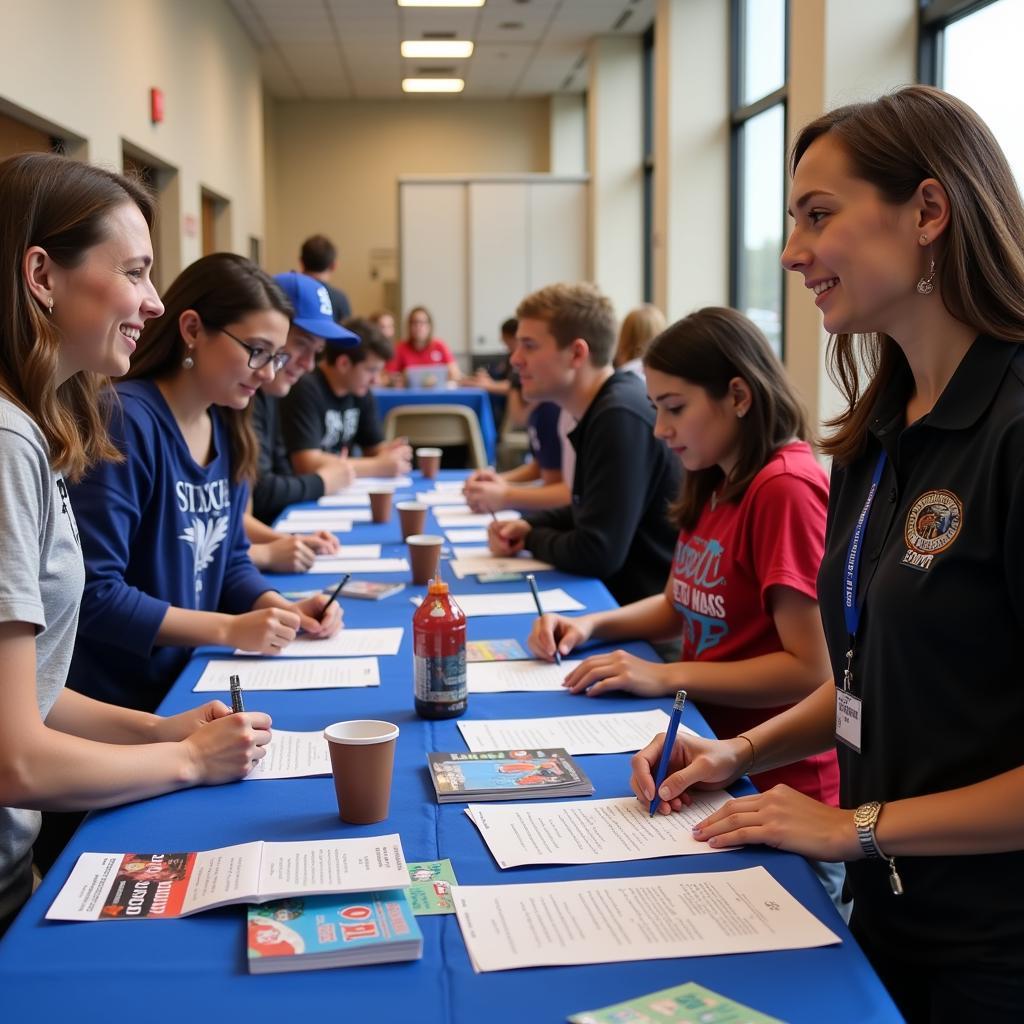 Parents registering their children for Maryland District 7 Little League