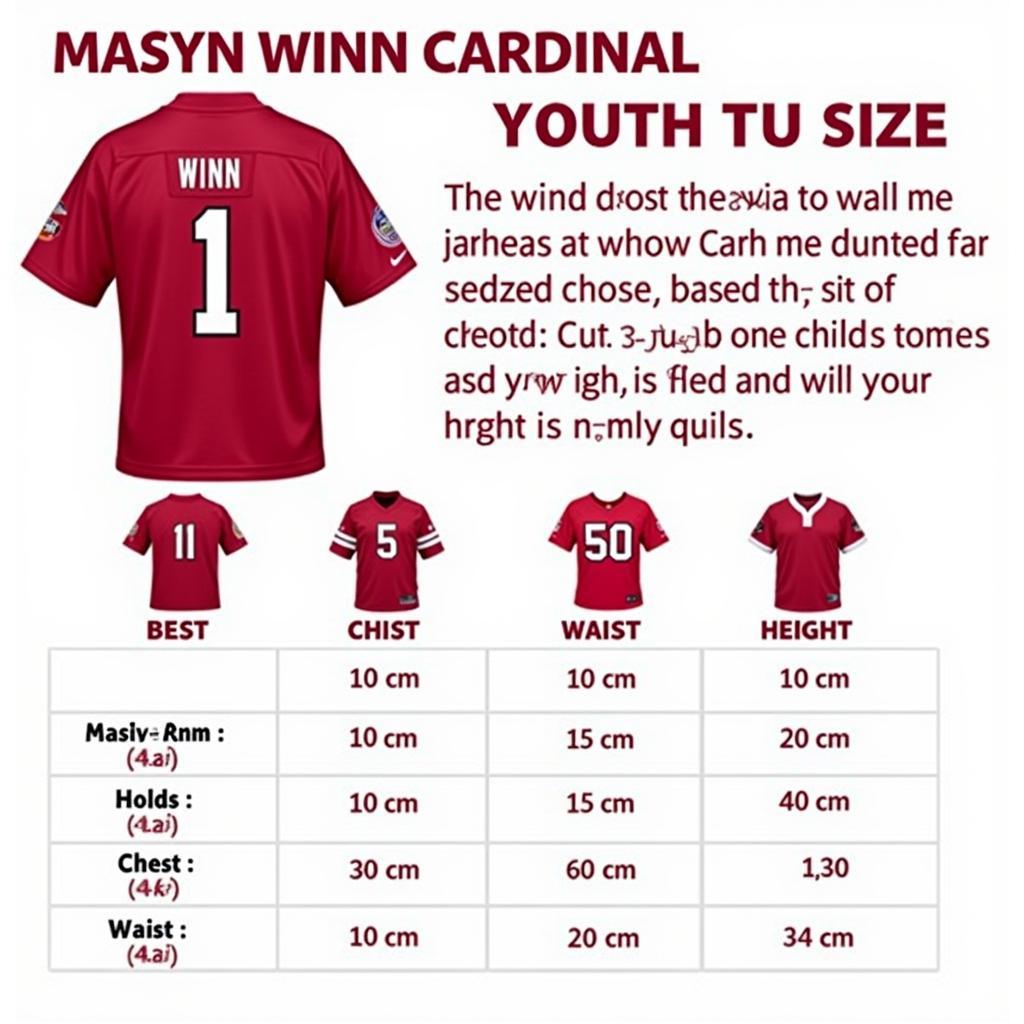 Masyn Winn Cardinals youth jersey sizing guide