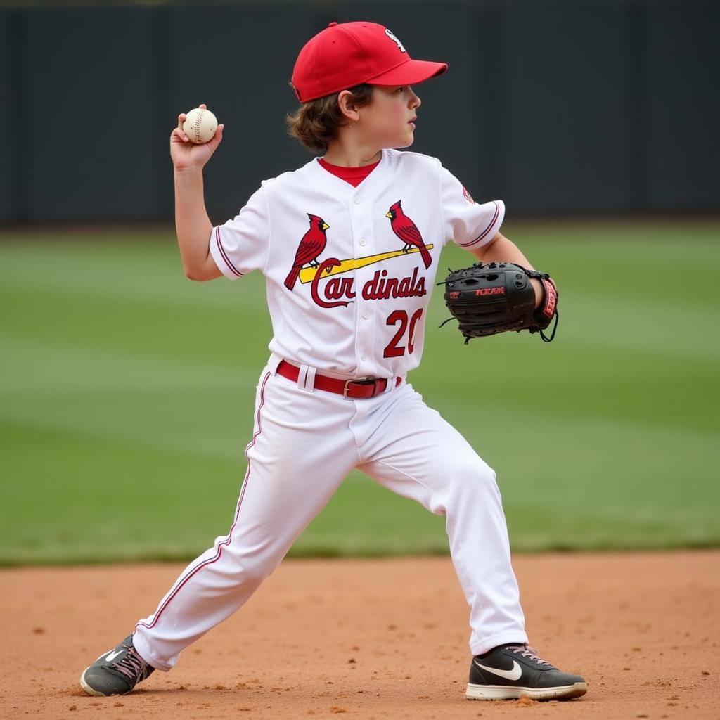 Masyn Winn youth baseball jersey in action