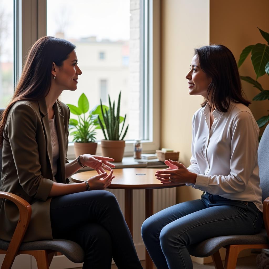 A client and therapist engaged in a counseling session in San Jose