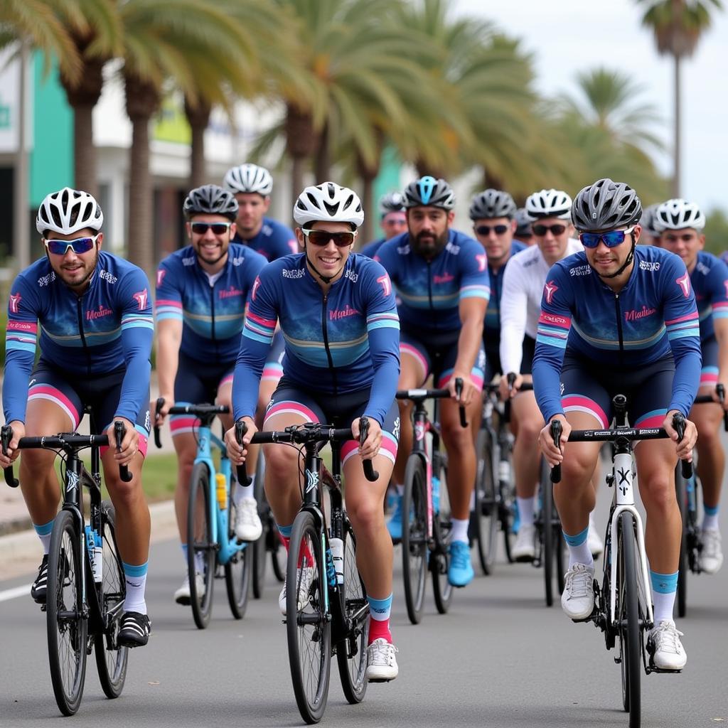 Miami Cycling Team with Custom Base Layers