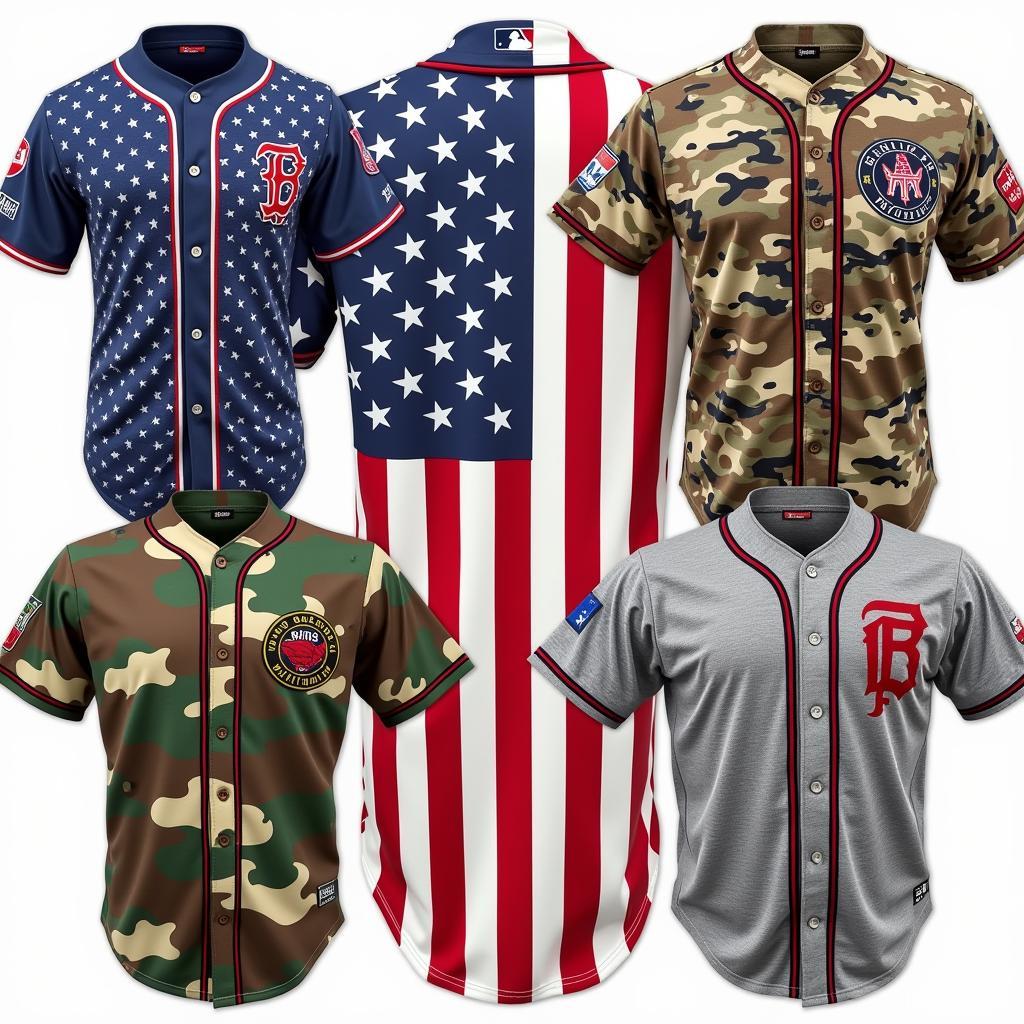 Military-Inspired Patriotic Baseball Jerseys: Camo Patterns and Branch Insignia