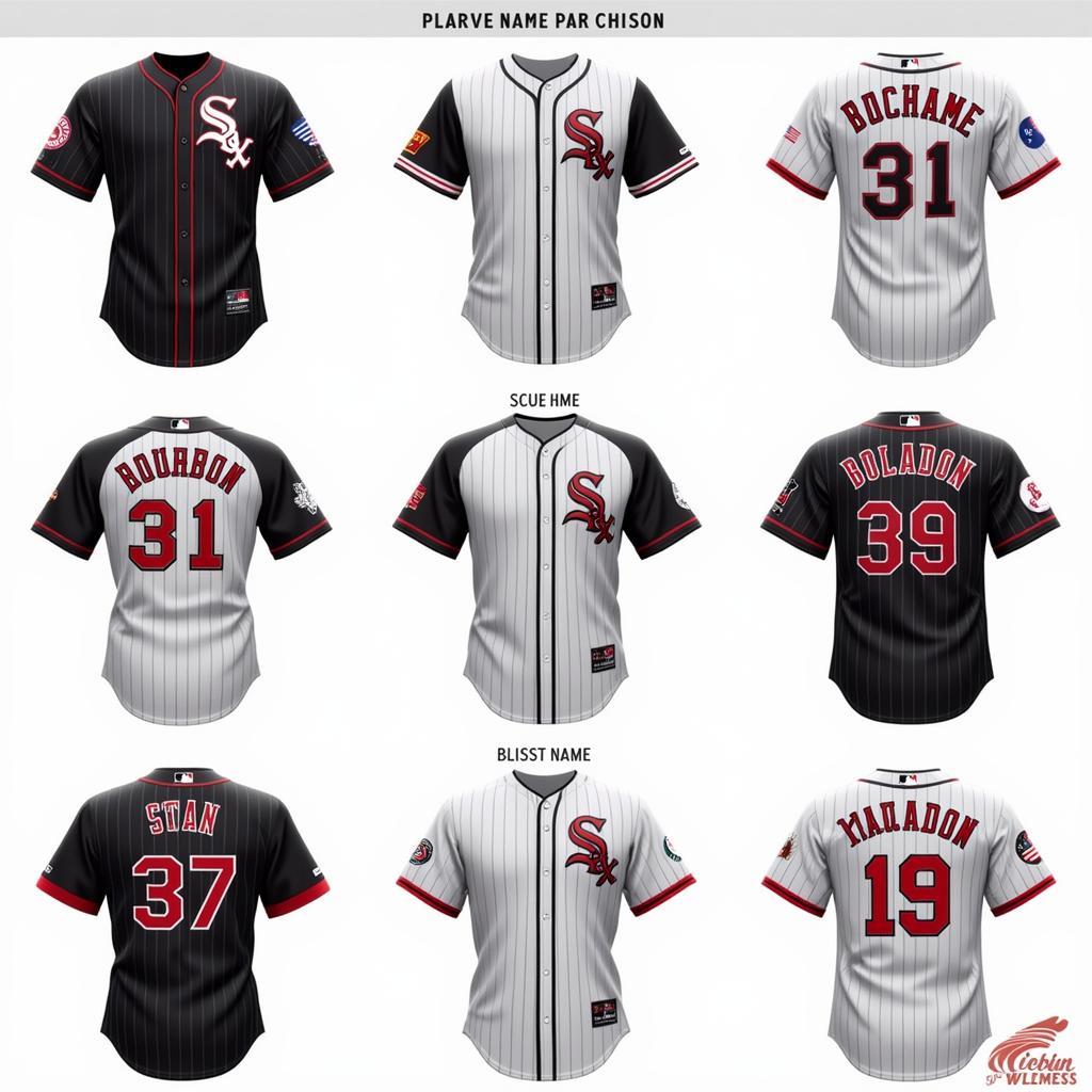 Different styles of modern Black Sox jerseys