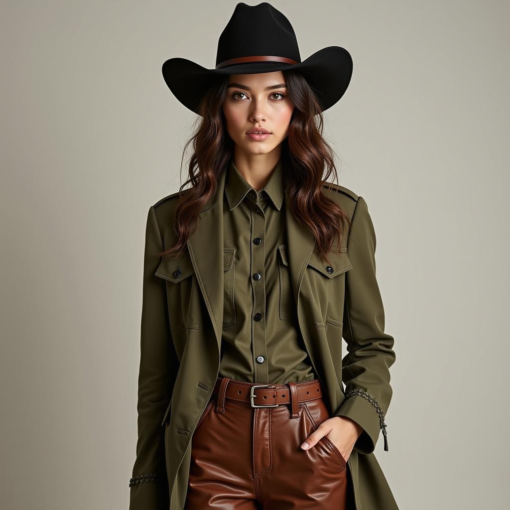 Modern Cowboy Hat Military Inspired Fashion