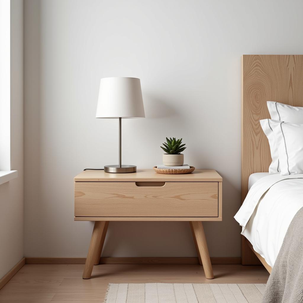 Modern Log Nightstand in a Minimalist Bedroom