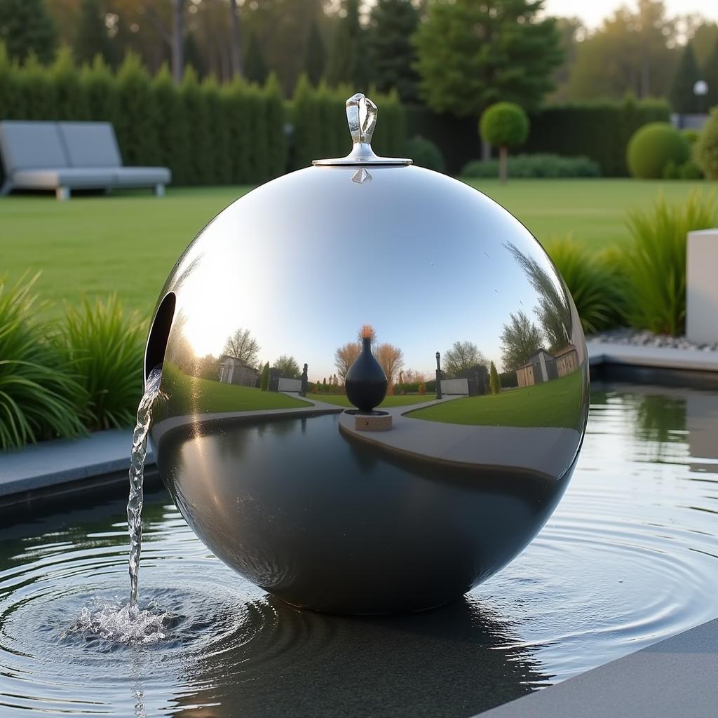 Modern Stainless Steel Outdoor Fountain Ball