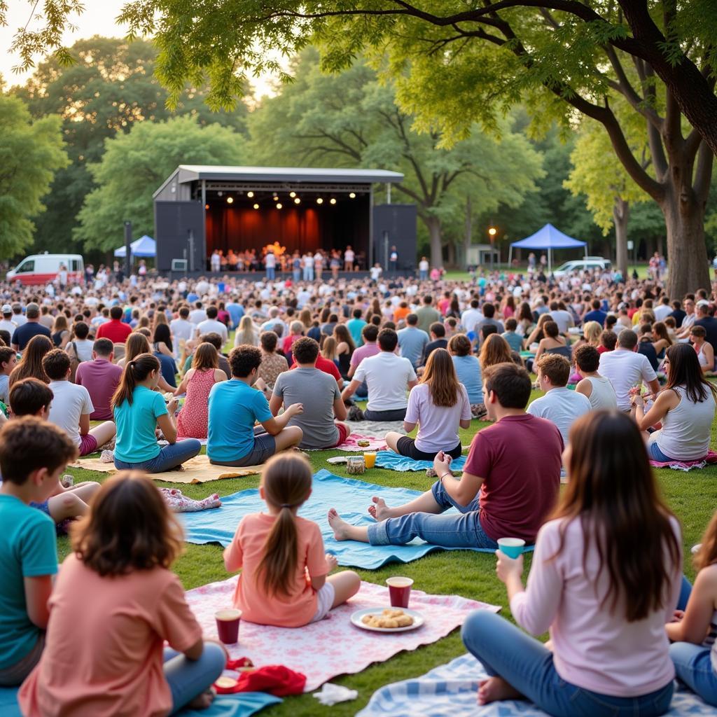 Families enjoying a picnic at Moraga Concerts in the Park