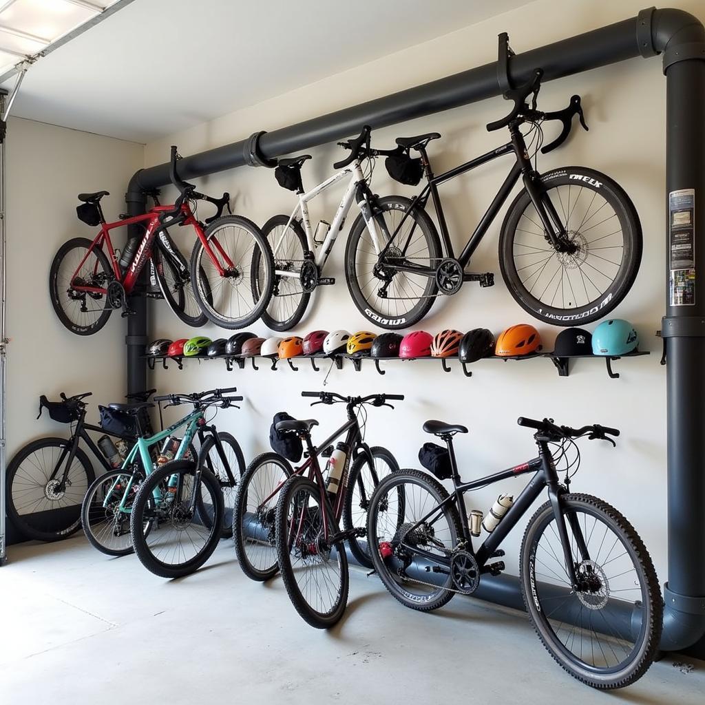 Multiple Bike Pipeline Rack in Garage