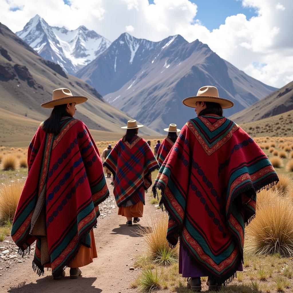 Native Poncho in the Andes Mountains