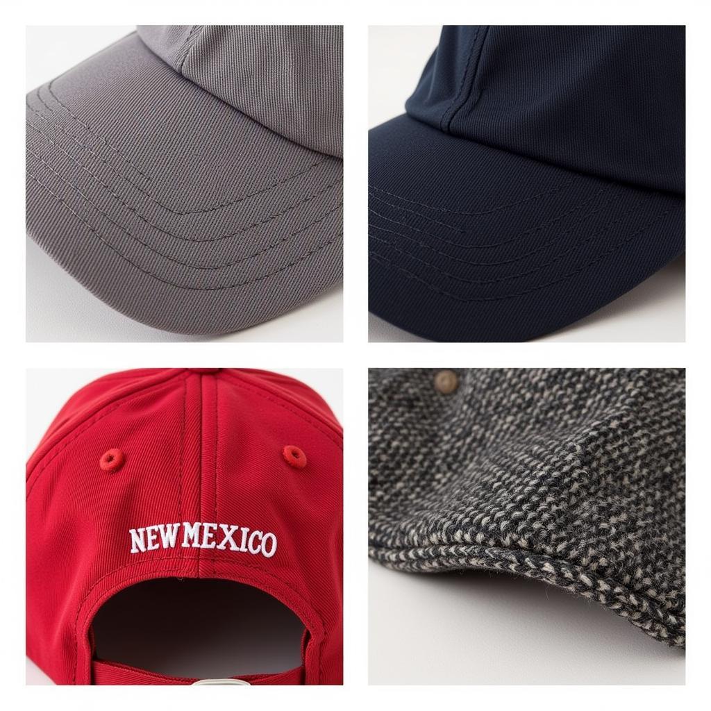 Close-up of Different New Mexico Baseball Hat Materials