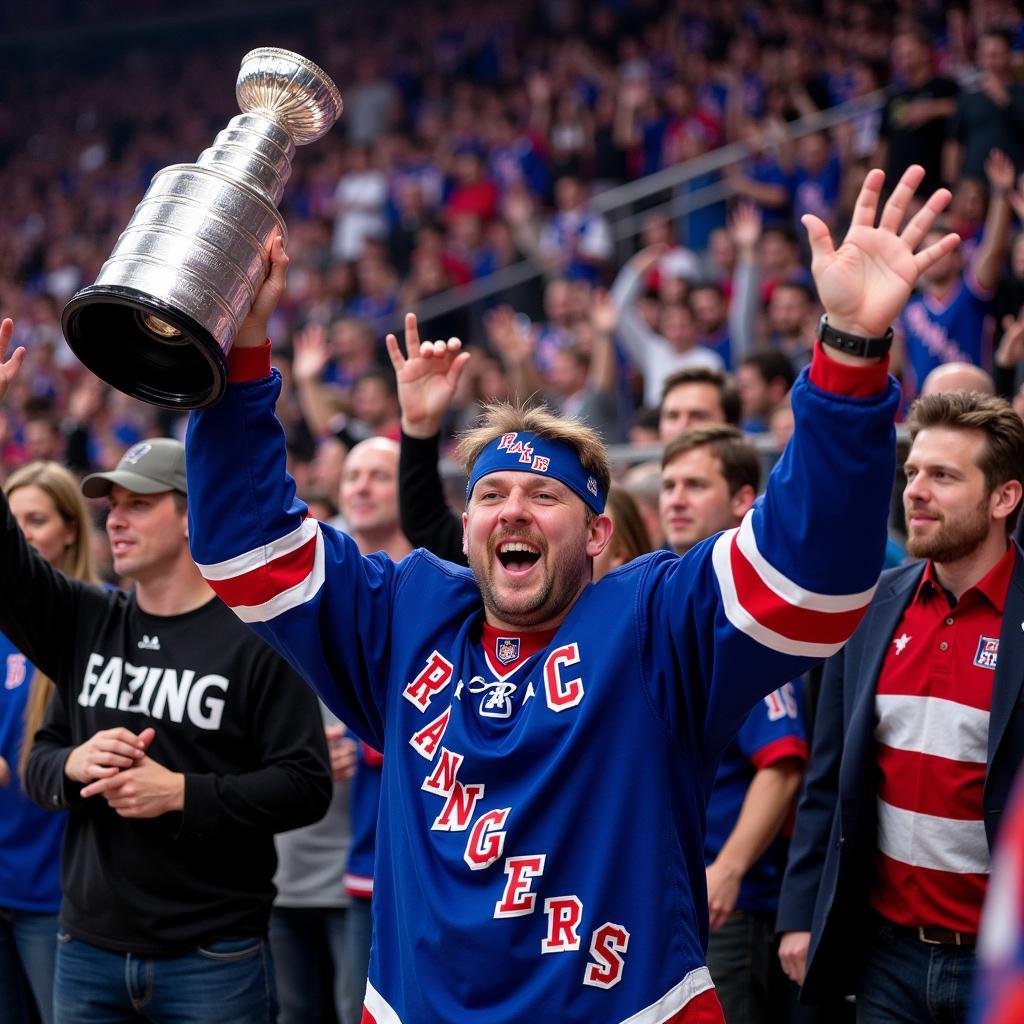 New York Rangers Fans Celebrating a Stanley Cup Win