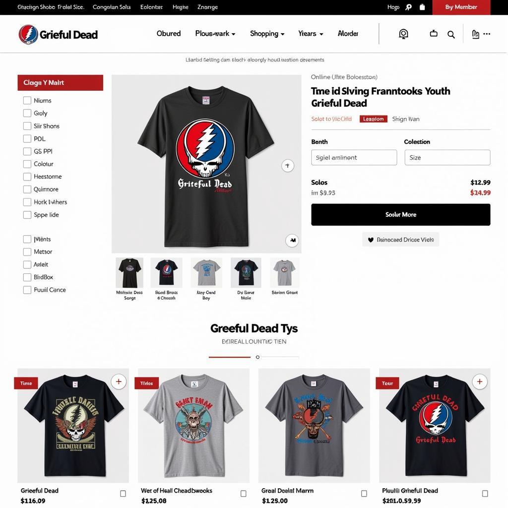 Online Shopping for Youth Grateful Dead T-Shirts