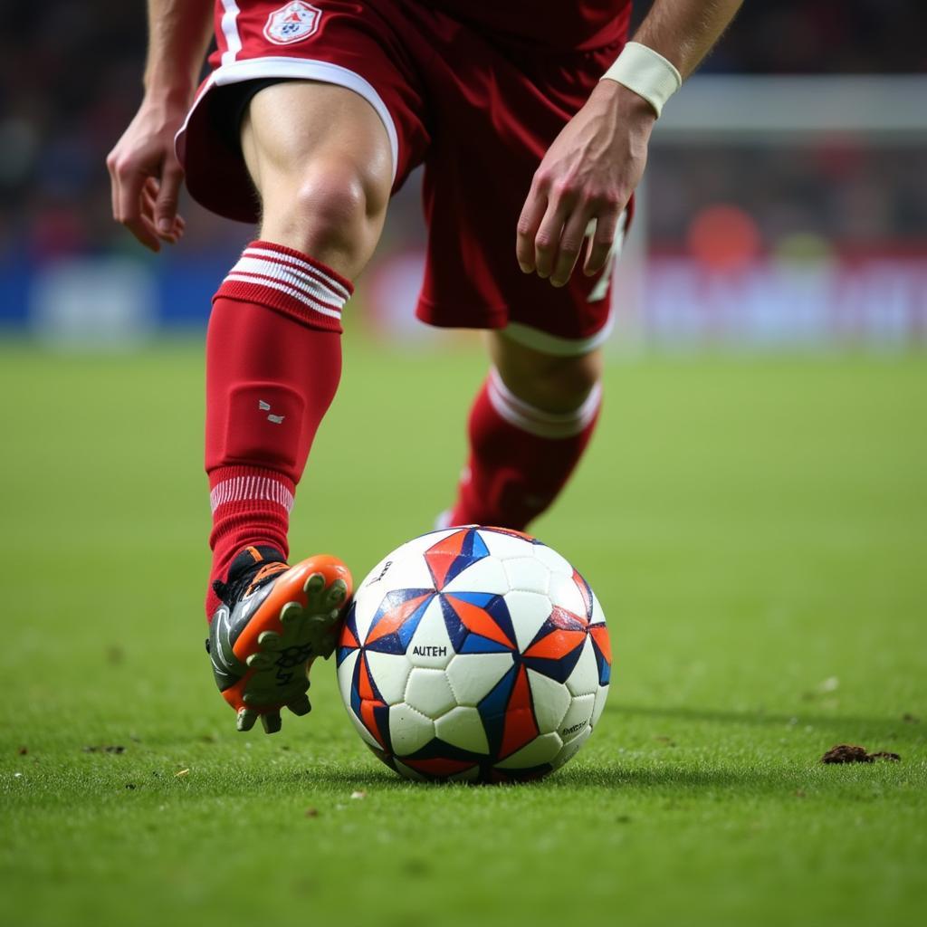 Football player practicing passing accuracy.