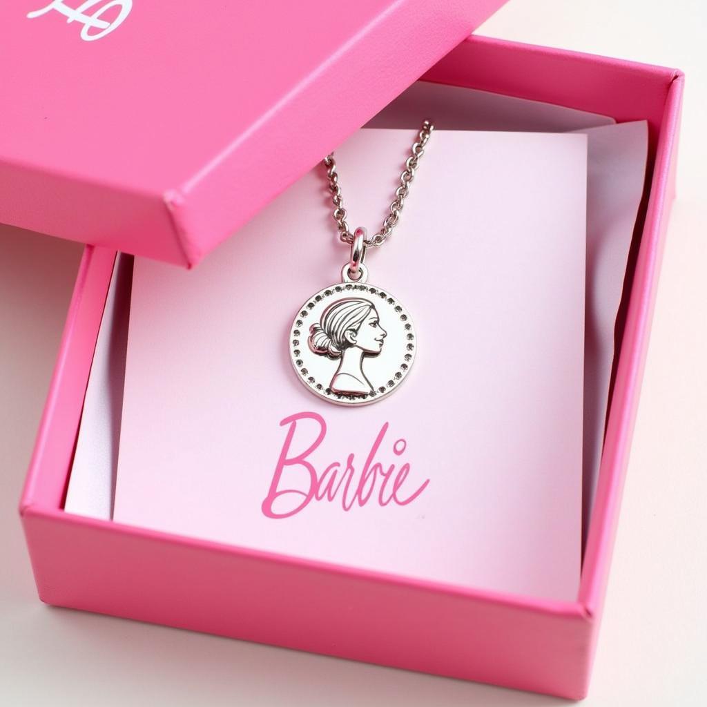 Personalized Barbie necklace in a gift box