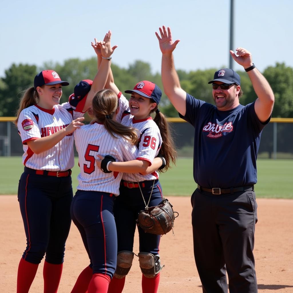 Pic of Dixie Softball Tournament Celebrating a Win