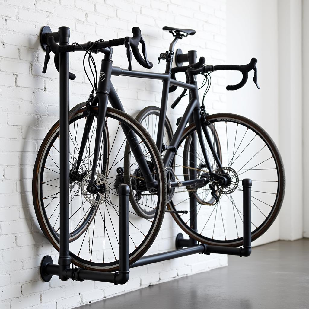 Wall-Mounted Pipeline Rack for Bikes