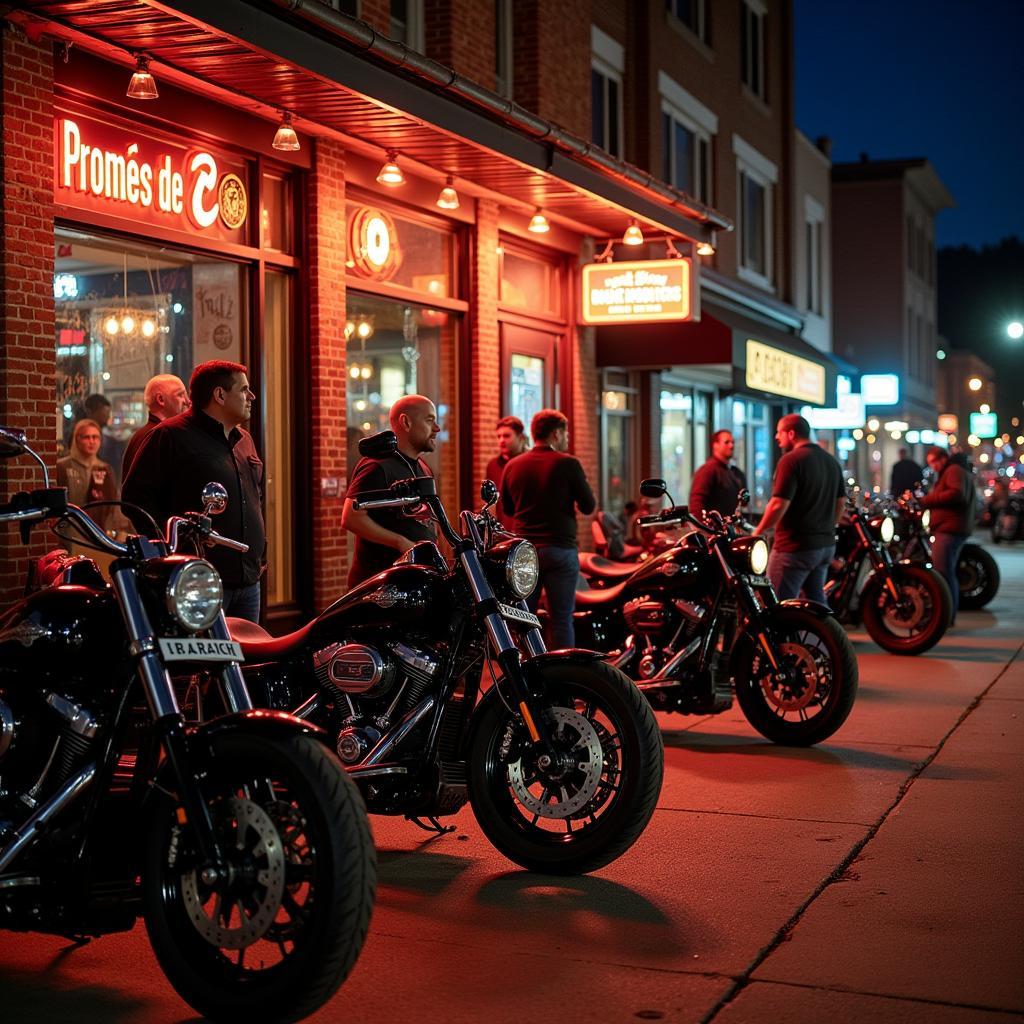 Bikers gathering at a Pittsburgh bike night