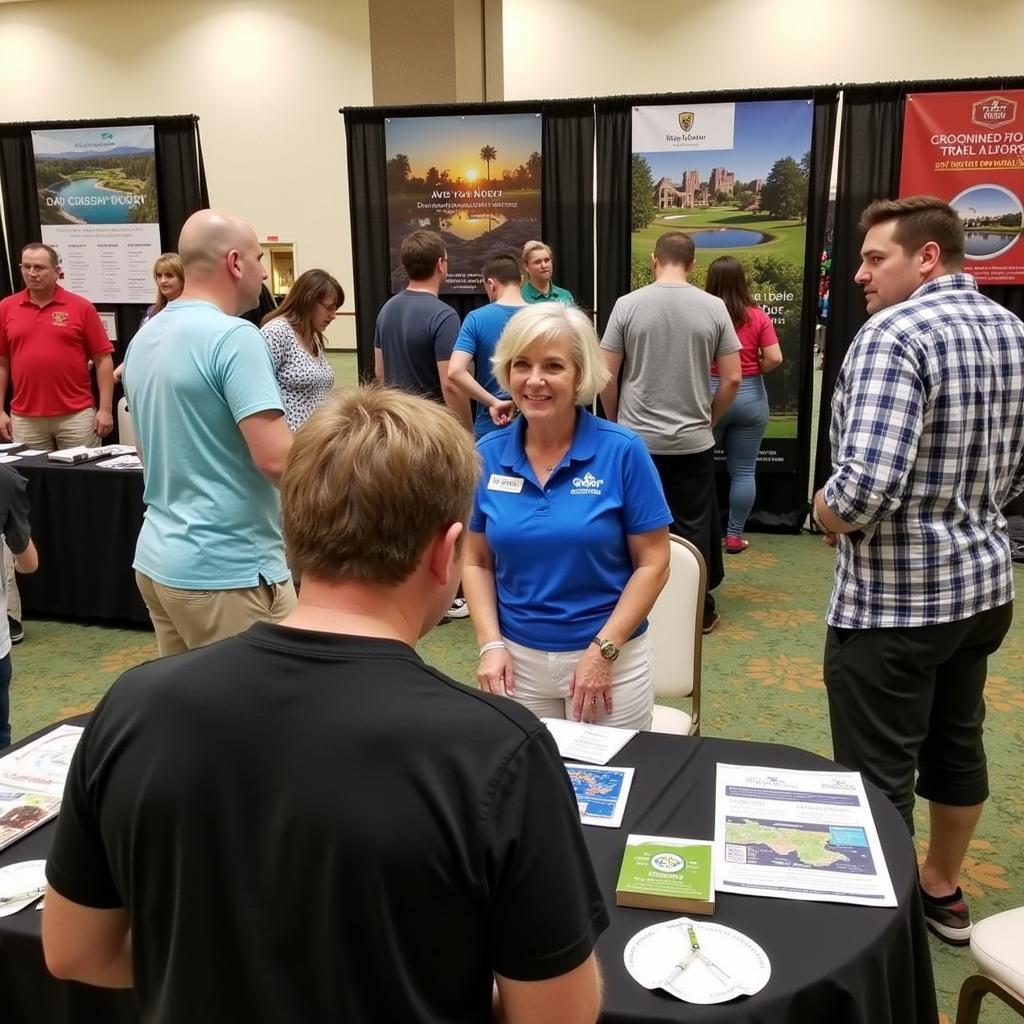 Visitors exploring golf travel packages at the Pittsburgh Golf Show