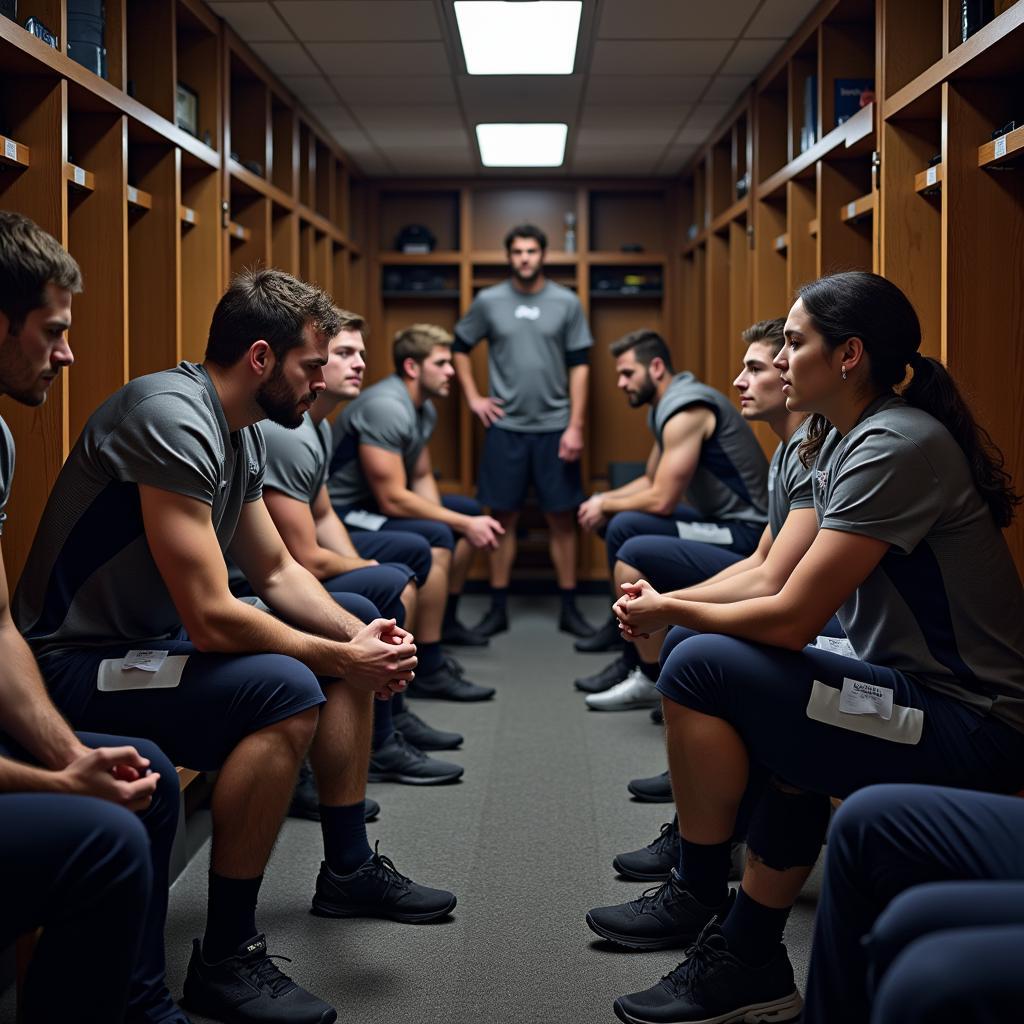 Players preparing for the game with intense focus