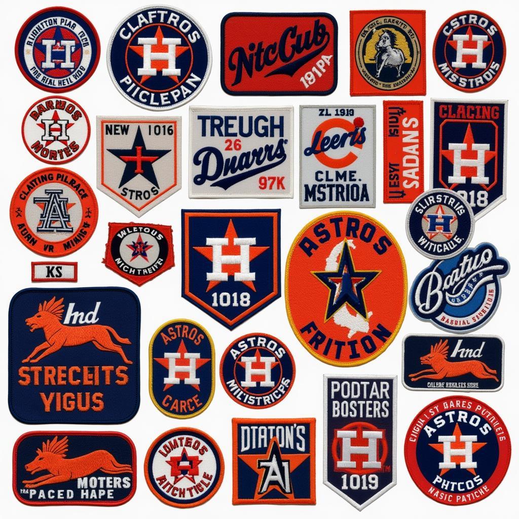 Display of extremely rare and valuable Houston Astros patches, including game-worn and limited-edition pieces.