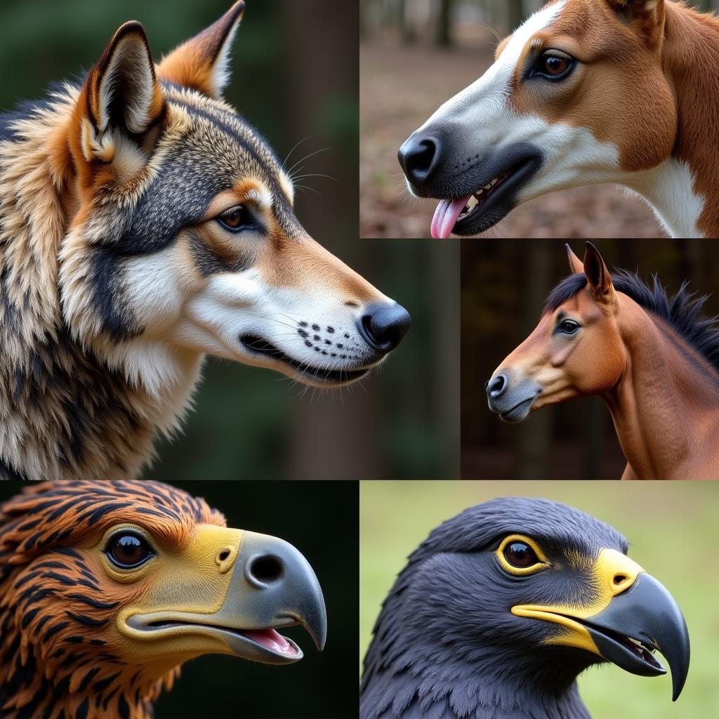 Close-up shots of highly realistic animal nose masks, focusing on the detail and texture.