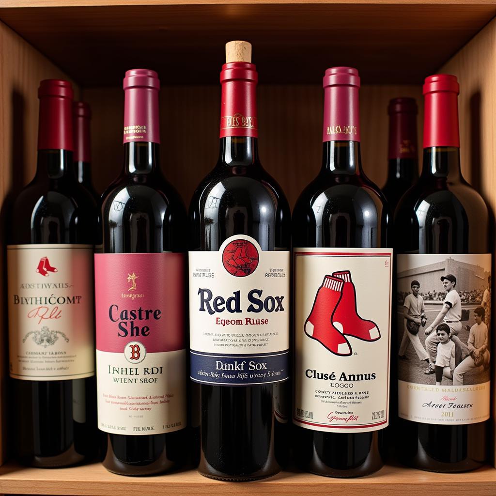 A collection of Red Sox-themed wines