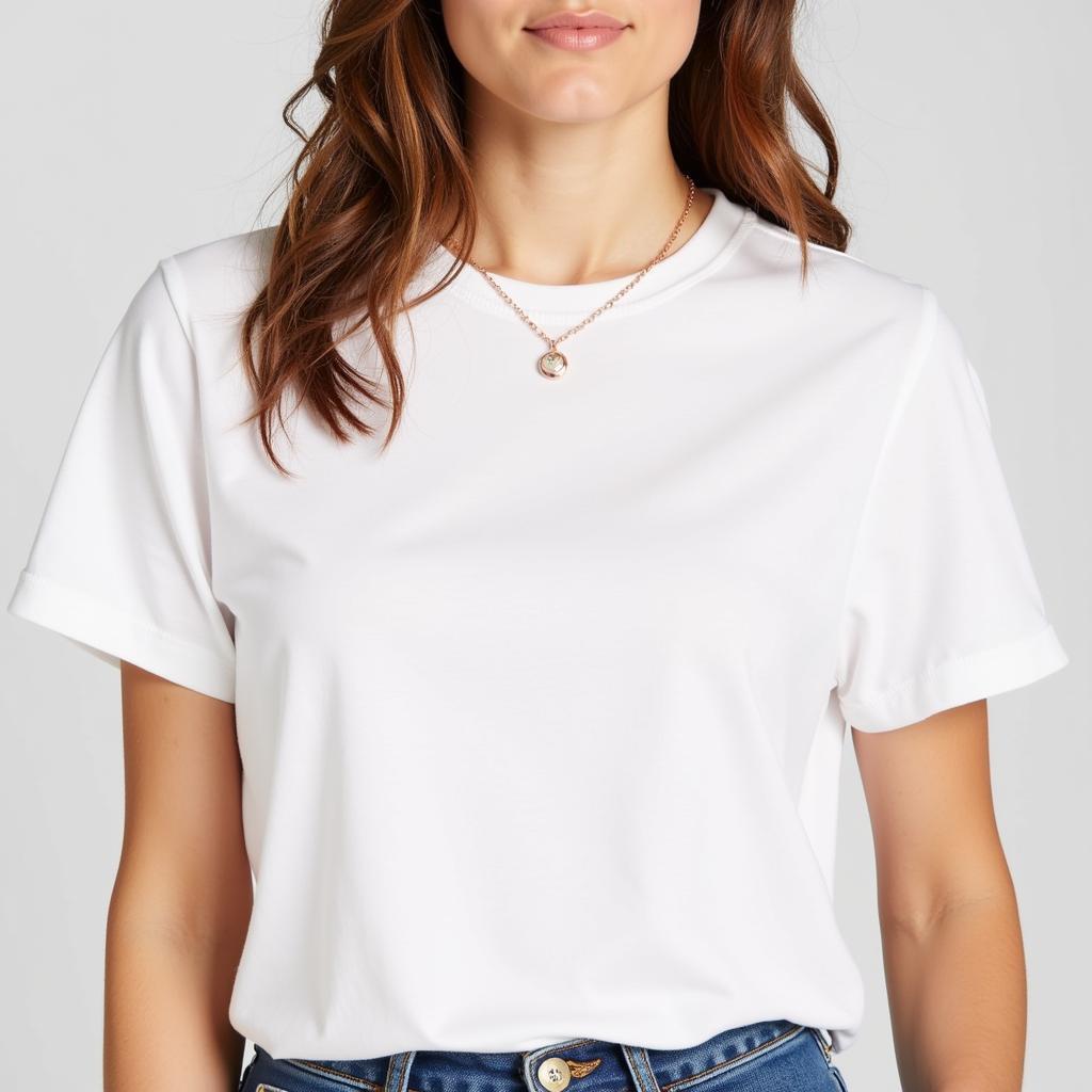 Rose gold day collar paired with a simple white tee and jeans for a minimalist chic look