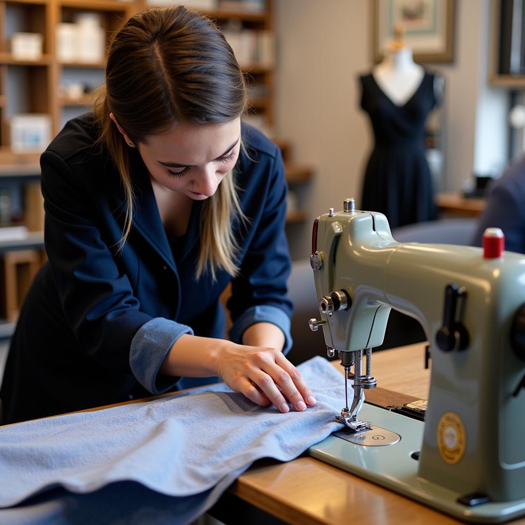 Boston Tailor Working on Alterations