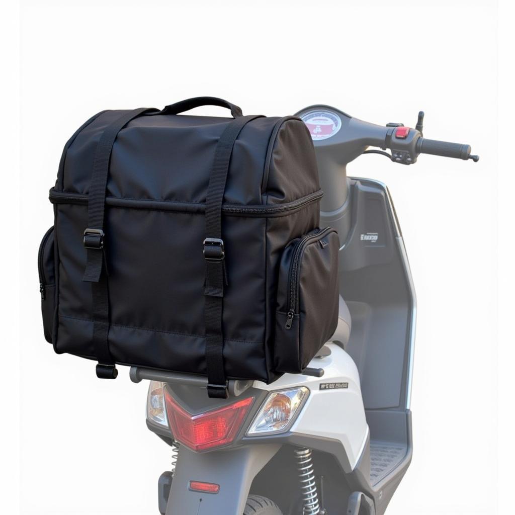 Front View of a Scooter Storage Bag Attached to a Scooter