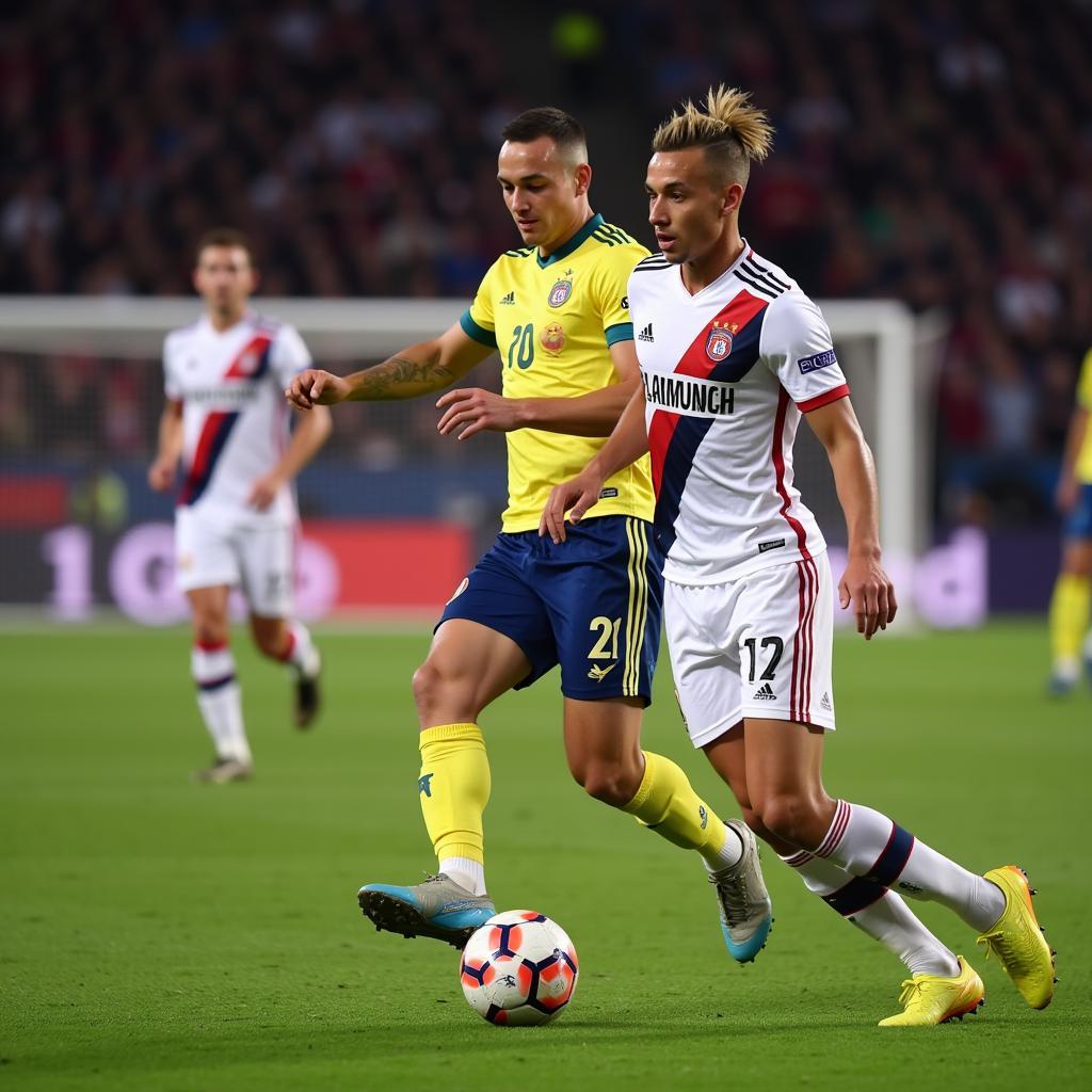 Frenkie de Jong dribbling the ball past an opponent