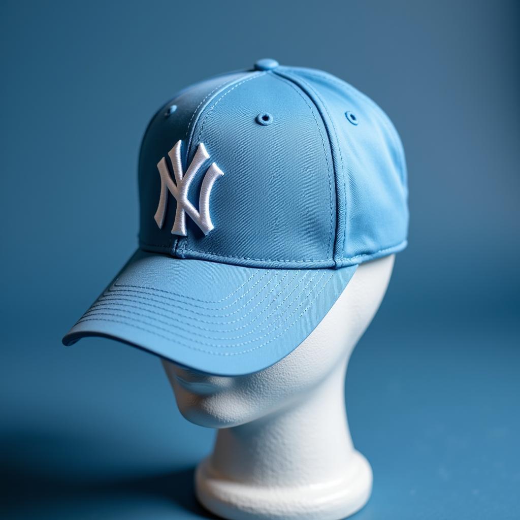 Sky Blue New York Yankees Hat Displayed on a Mannequin Head