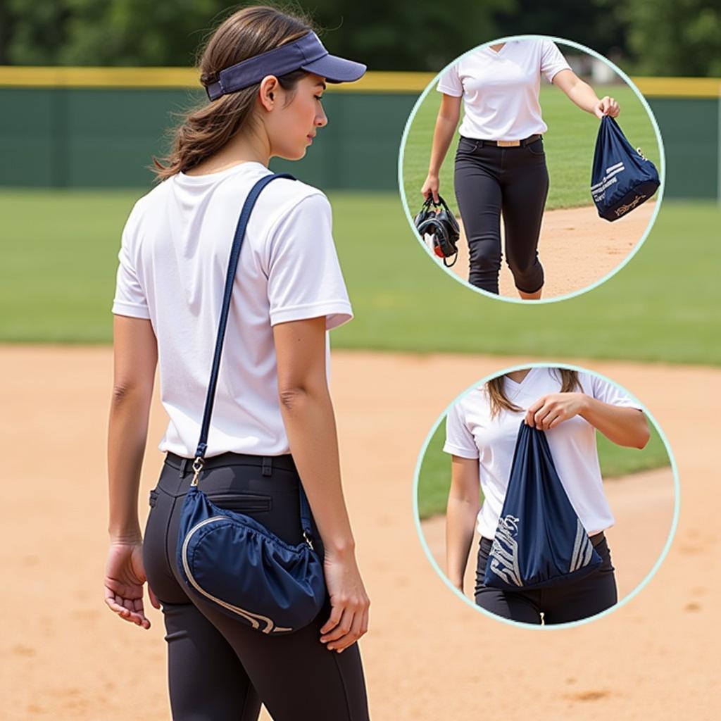 Softball Player with Drawstring Bag