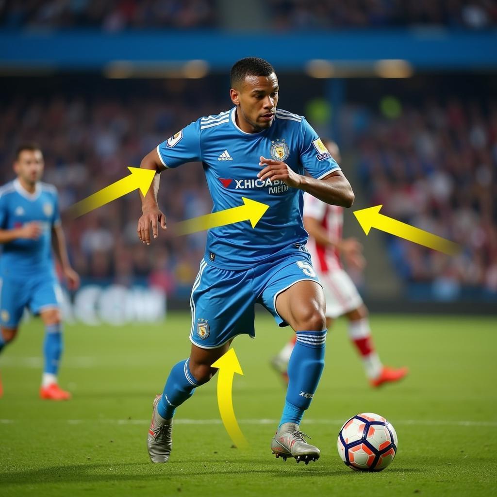 Footballer with Highlighted Spatial Awareness on the Field