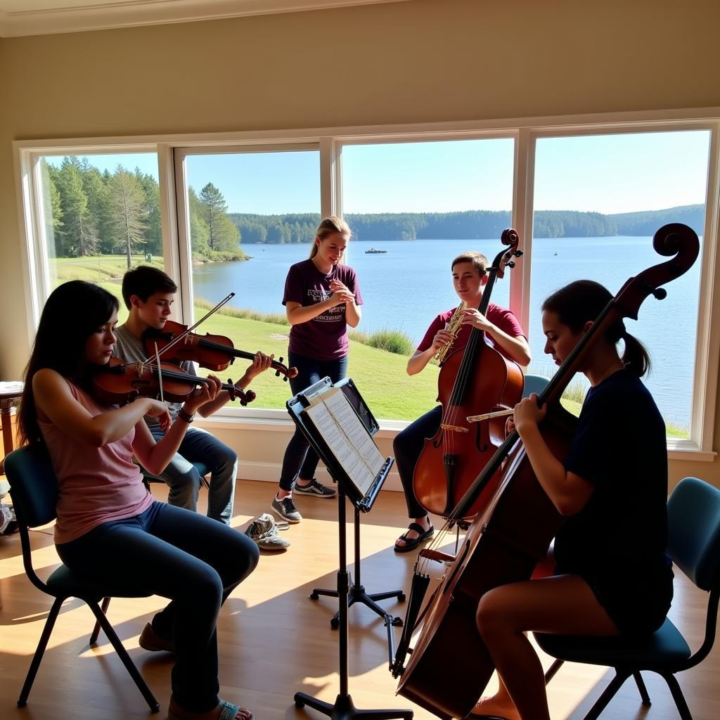 Students practicing their instruments at Star Lake Music Camp