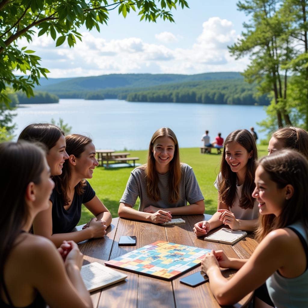 Students socializing at Star Lake Music Camp