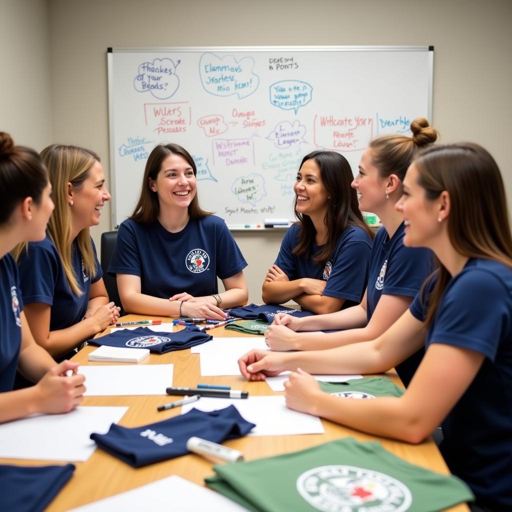 Teachers brainstorming teacher team shirt ideas