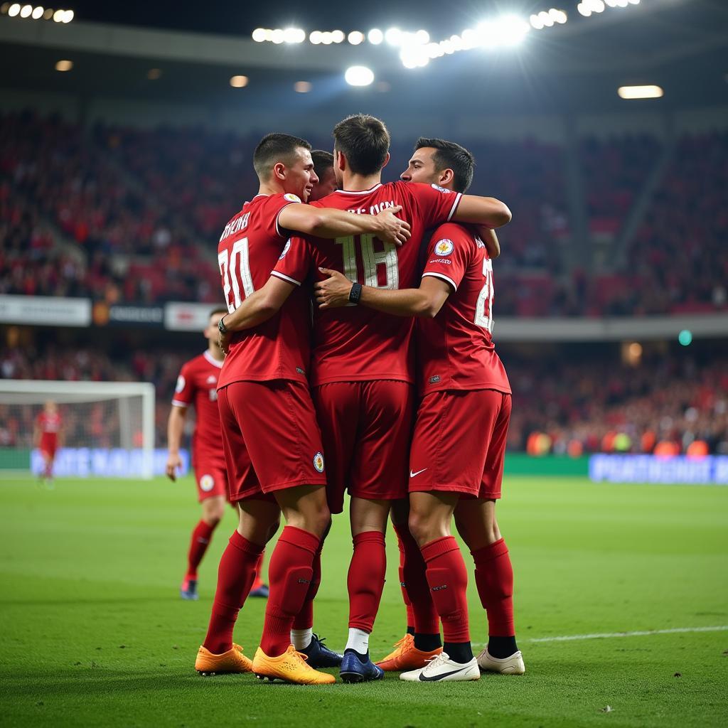 Football Team Celebrating a Goal