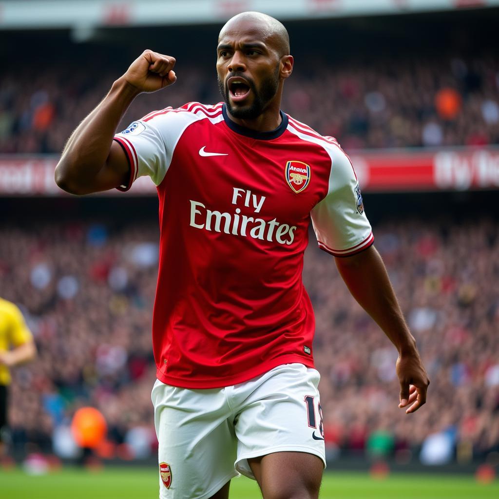 Thierry Henry celebrates a goal for Arsenal