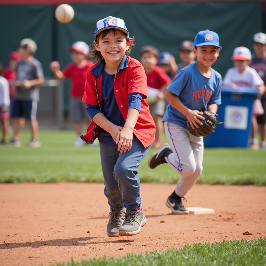 Kids Playing in the Toys for Tots Baseball Tournament