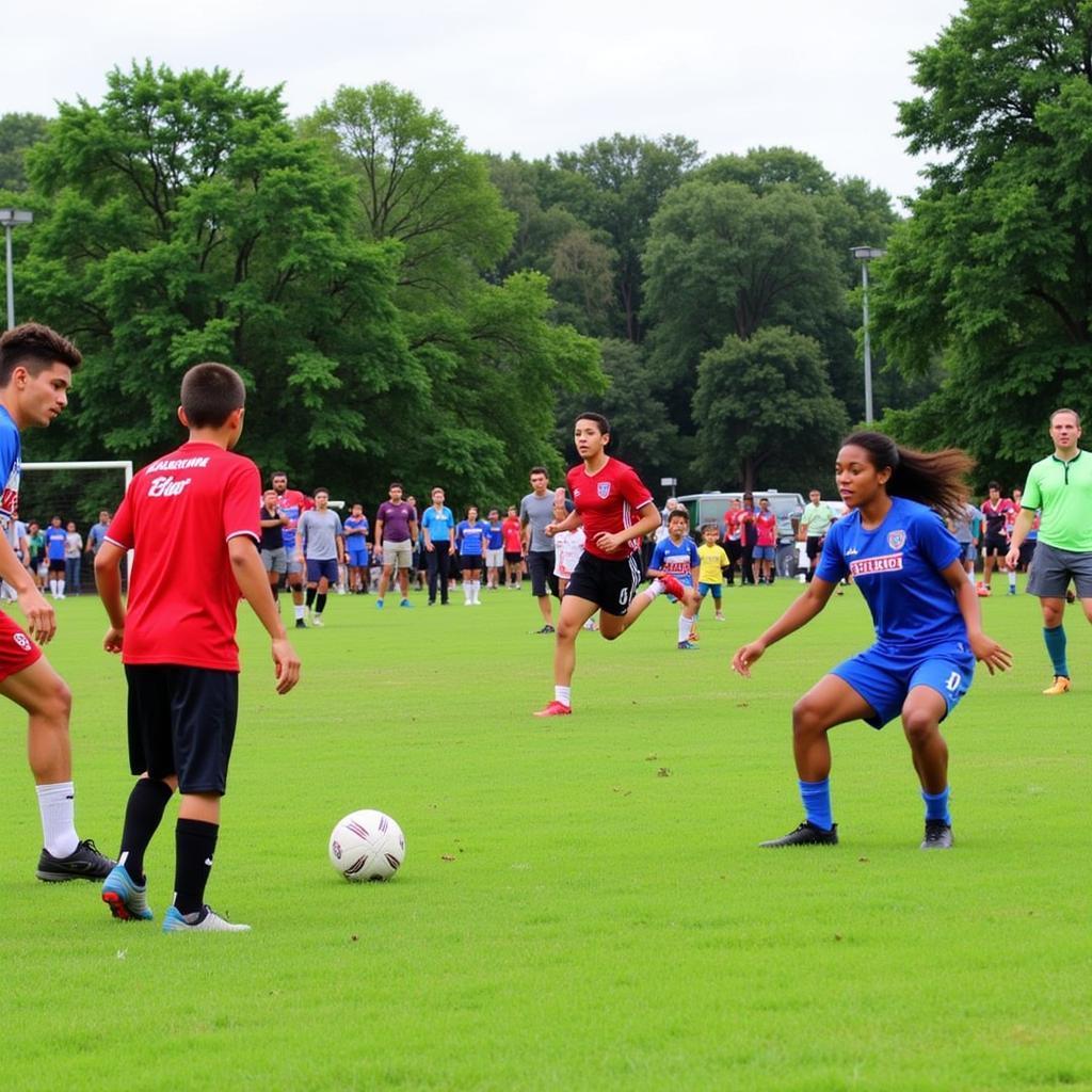 Community football game in action at Troy Park Field 2