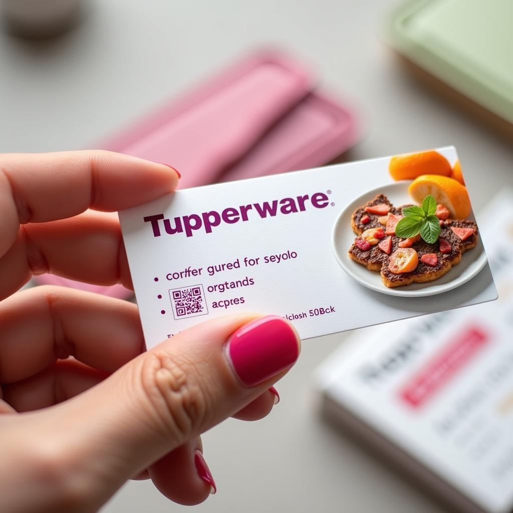 Close-up of a Tupperware Business Card