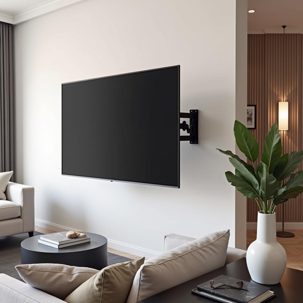 TV Mounted on Wall in Living Room