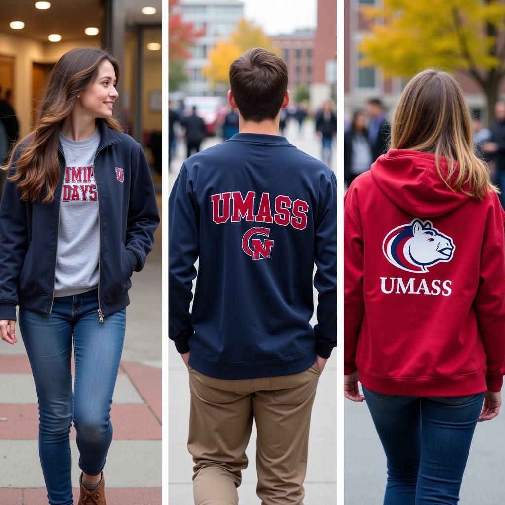 Students Wearing UMass Sweatshirts on Campus