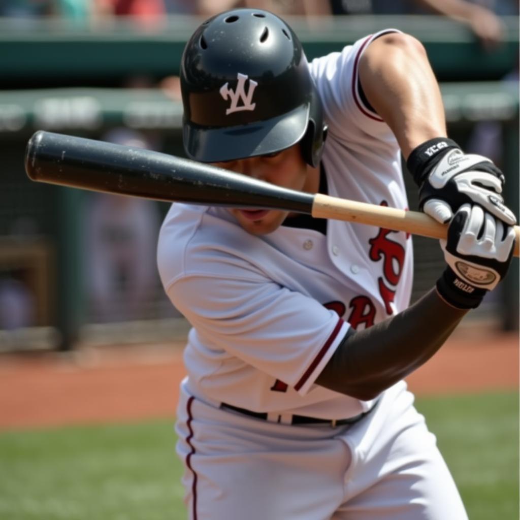 Batter swinging a velo bat demonstrating proper swing technique and bat speed