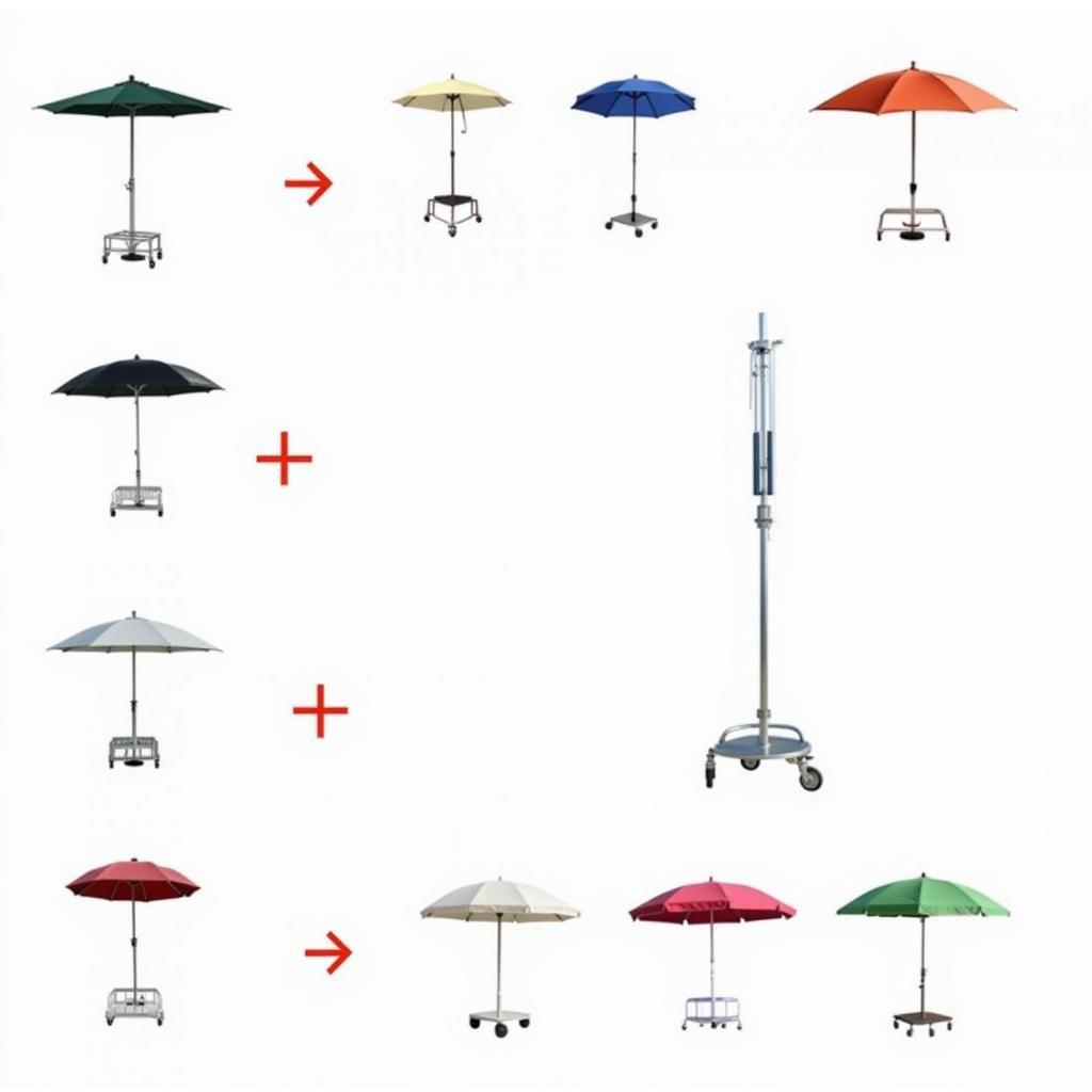 Different types of vending cart umbrellas